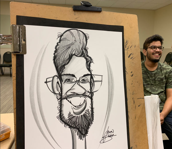 Live Caricature artwork by Jason Sauer at College Event.